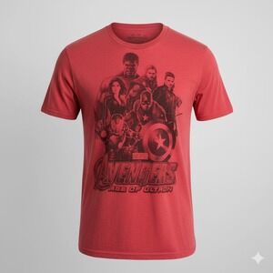 Marvel Avengers Age of Ultron Shirt Mens L Red Mad Engine Graphic Tee MCU Movie
